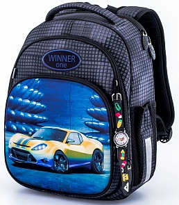 Ранец Спорткар желтый с наручными часами в комплекте (Winner, 7008)